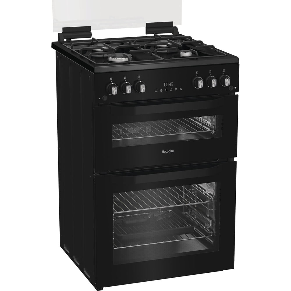 Hotpoint HTG6GDCB1 Gas Cooker with Separate Grill, Black, A+ Rated