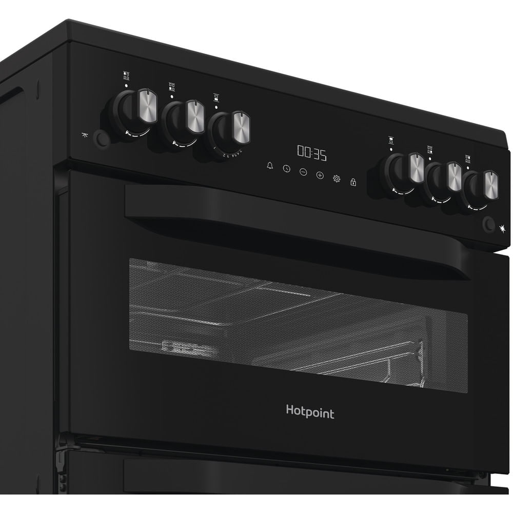 Hotpoint HTG6GDCB1 Gas Cooker with Separate Grill, Black, A+ Rated