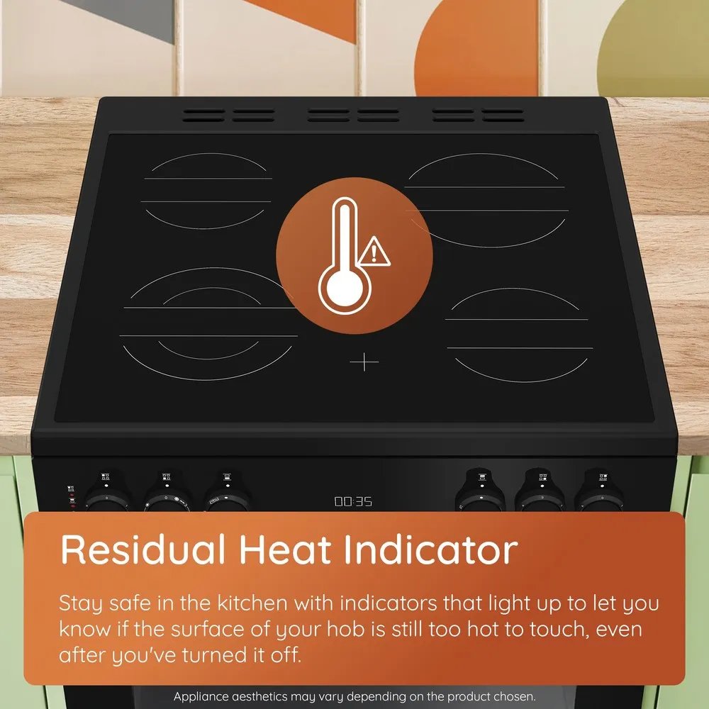 Hotpoint HTE6VDCB1 Ceramic Electric Cooker with Separate Grill, Black, A Rated