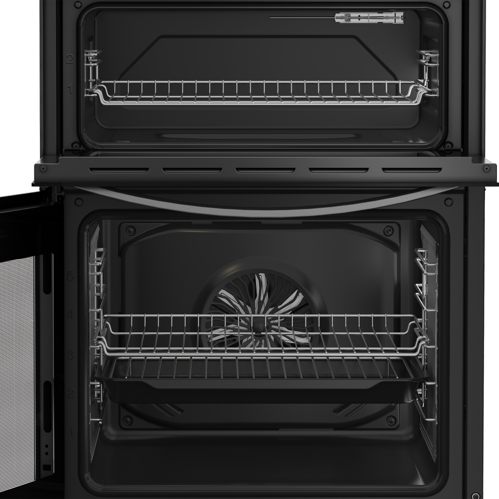 Indesit IDE6VDCS1 Ceramic Electric Cooker with Double Oven, Silver, A Rated