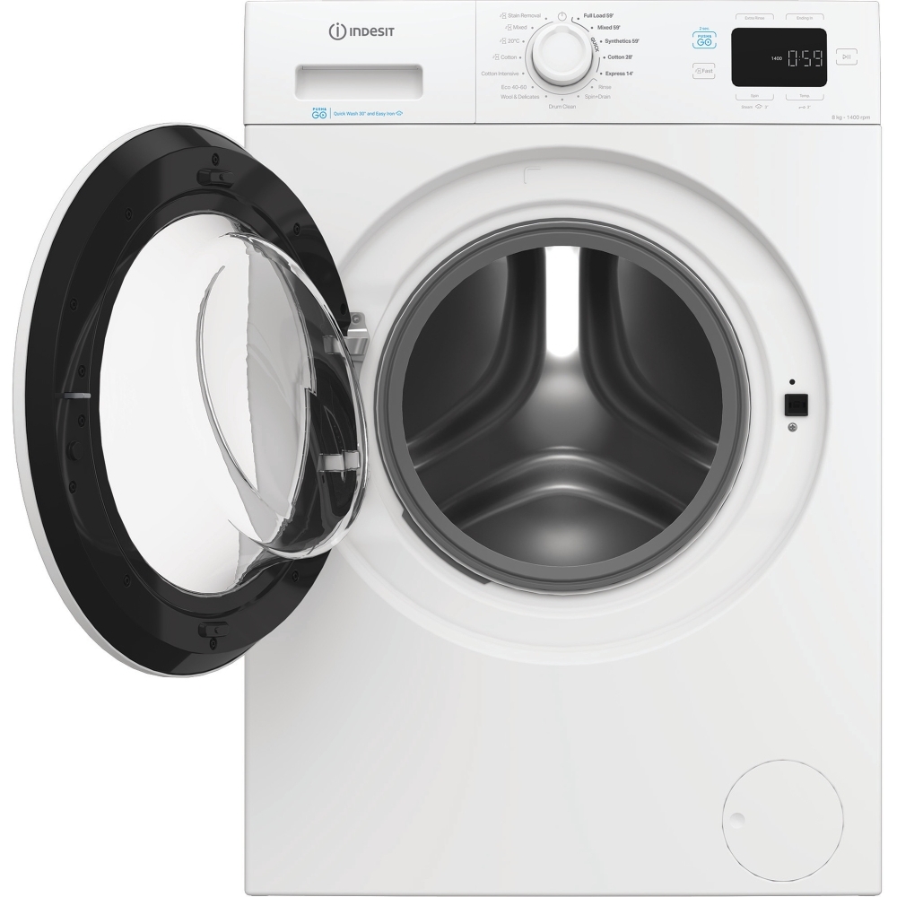 Indesit IP 846 PUSH&GO UK Washing Machine, 8kg, 1400 Spin, White, A Rated
