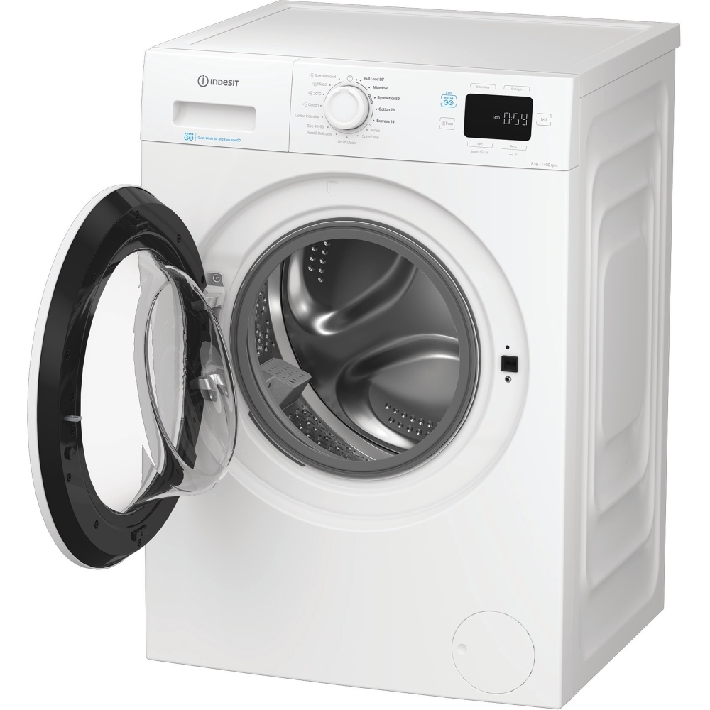 Indesit IP 846 PUSH&GO UK Washing Machine, 8kg, 1400 Spin, White, A Rated