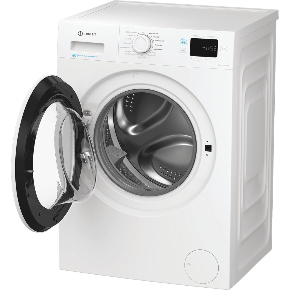 Indesit IP 946 PUSH&GO UK Washing Machine, 9kg, 1400 Spin, White, A Rated