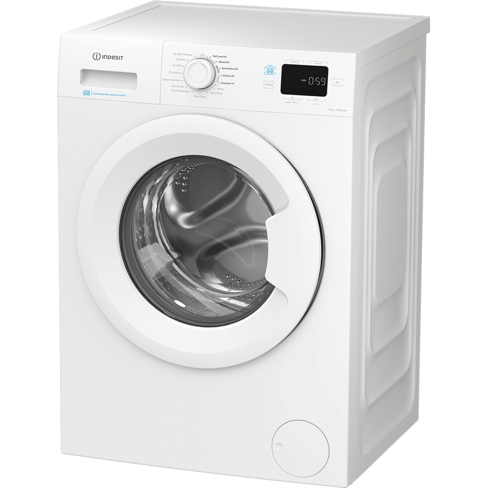 Indesit IP 946 PUSH&GO UK Washing Machine, 9kg, 1400 Spin, White, A Rated