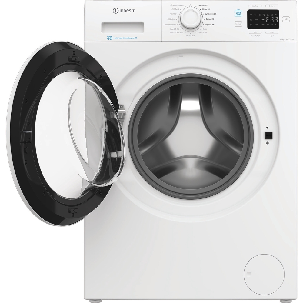 Indesit IP 1046 PUSH&GO UK Washing Machine, 10kg, 1400 Spin, White, A Rated