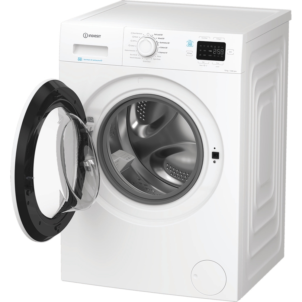 Indesit IP 1046 PUSH&GO UK Washing Machine, 10kg, 1400 Spin, White, A Rated
