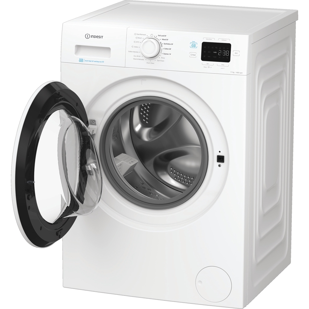 Indesit IP 1146 PUSH&GO UK Washing Machine, 11kg, 1400 Spin, White, A Rated