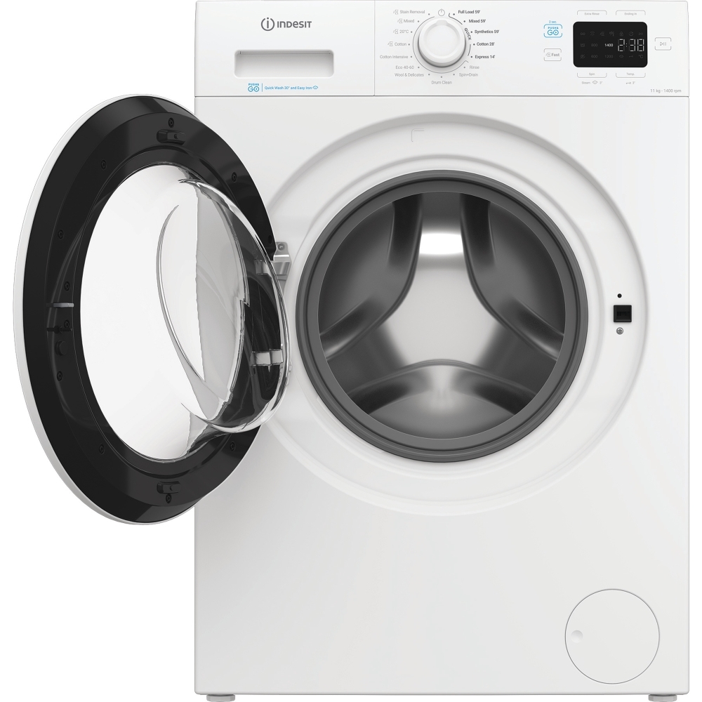 Indesit IP 1146 PUSH&GO UK Washing Machine, 11kg, 1400 Spin, White, A Rated
