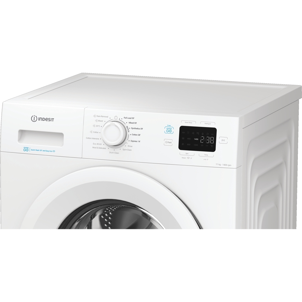 Indesit IP 1146 PUSH&GO UK Washing Machine, 11kg, 1400 Spin, White, A Rated