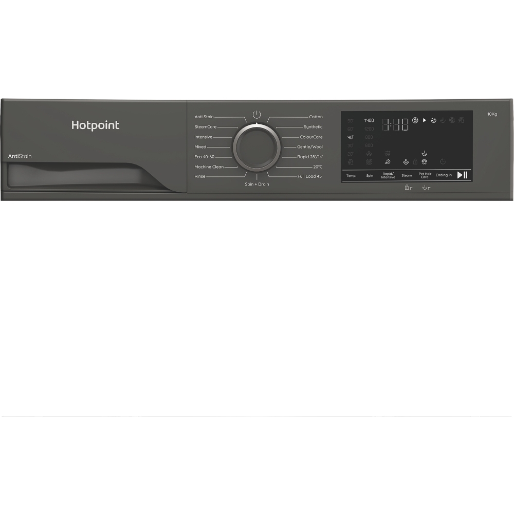 Hotpoint H101GANTISTAIN Washing Machine, 10kg, 1400 Spin, Grey, A Rated