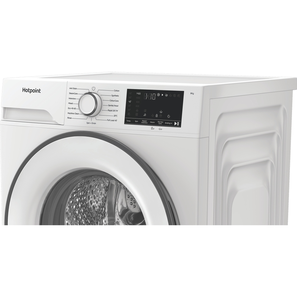 Hotpoint HEV841WUK Washing Machine, 8kg, 1400 Spin, White, A Rated