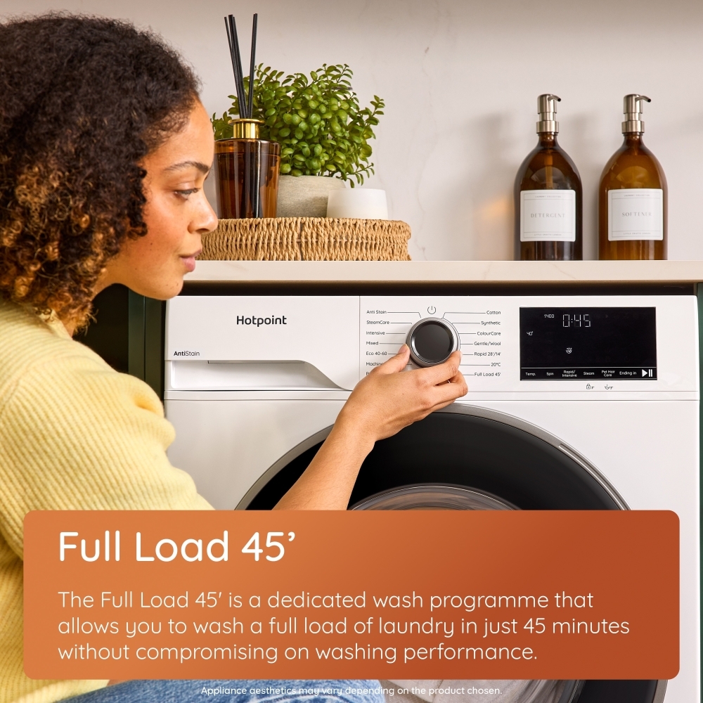 Hotpoint HEV841WUK Washing Machine, 8kg, 1400 Spin, White, A Rated