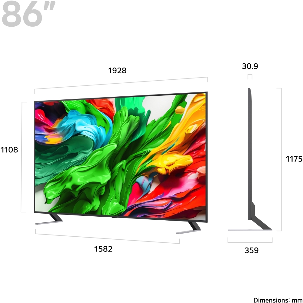 LG 86QNED85A6C 86" QNED Smart Television, 4K Ultra HD, Black, D Rated