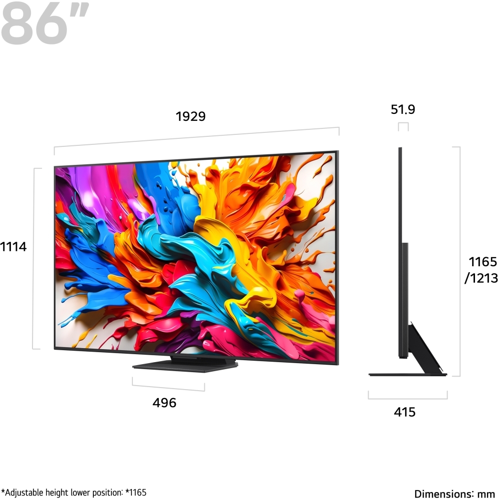 LG 86QNED9MA6B 86" QNED Smart Television, 4K Ultra HD, Black, D Rated
