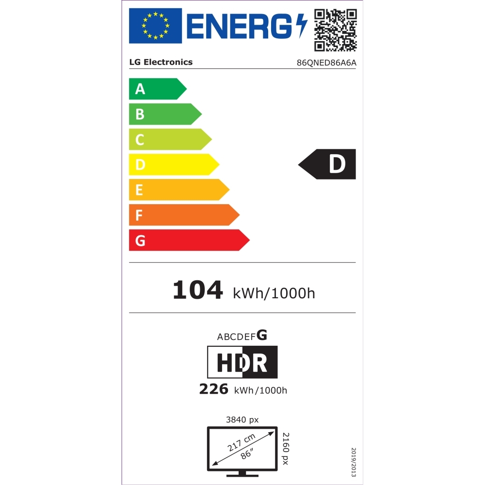 LG 86QNED9MA6B 86" QNED Smart Television, 4K Ultra HD, Black, D Rated