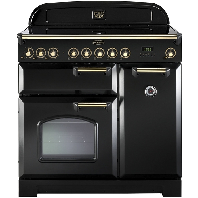 Rangemaster Classic Deluxe CDL90EIBL/B 90cm Induction Range Cooker Black / Brass, A Rated