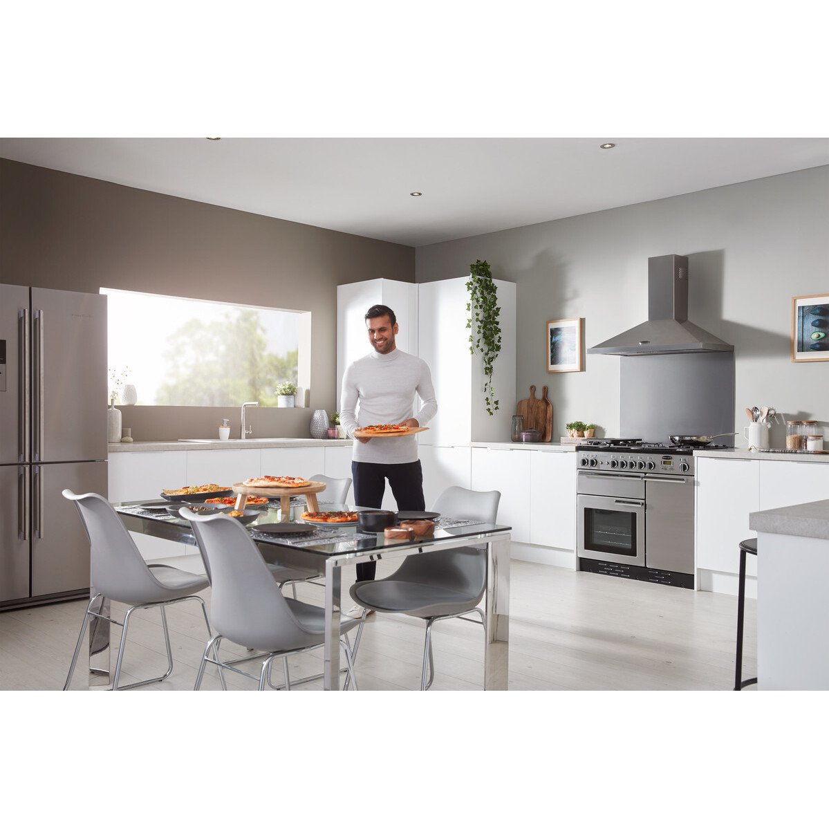 Rangemaster PROP90DFFCR/C 90cm Dual Fuel Range Cooker Professional Plus Cream / Chrome, A Rated