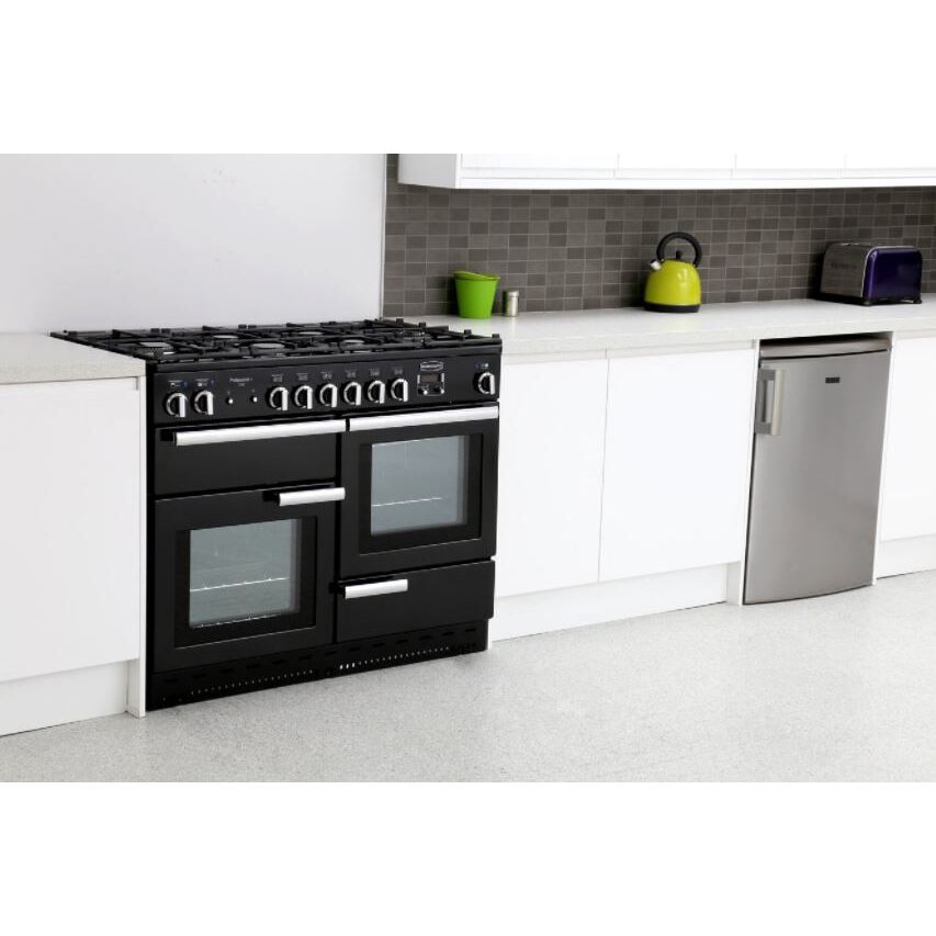 Rangemaster PROP110DFFGB/C 110cm Dual Fuel Range Cooker Professional Plus Black / Chrome, A Rated
