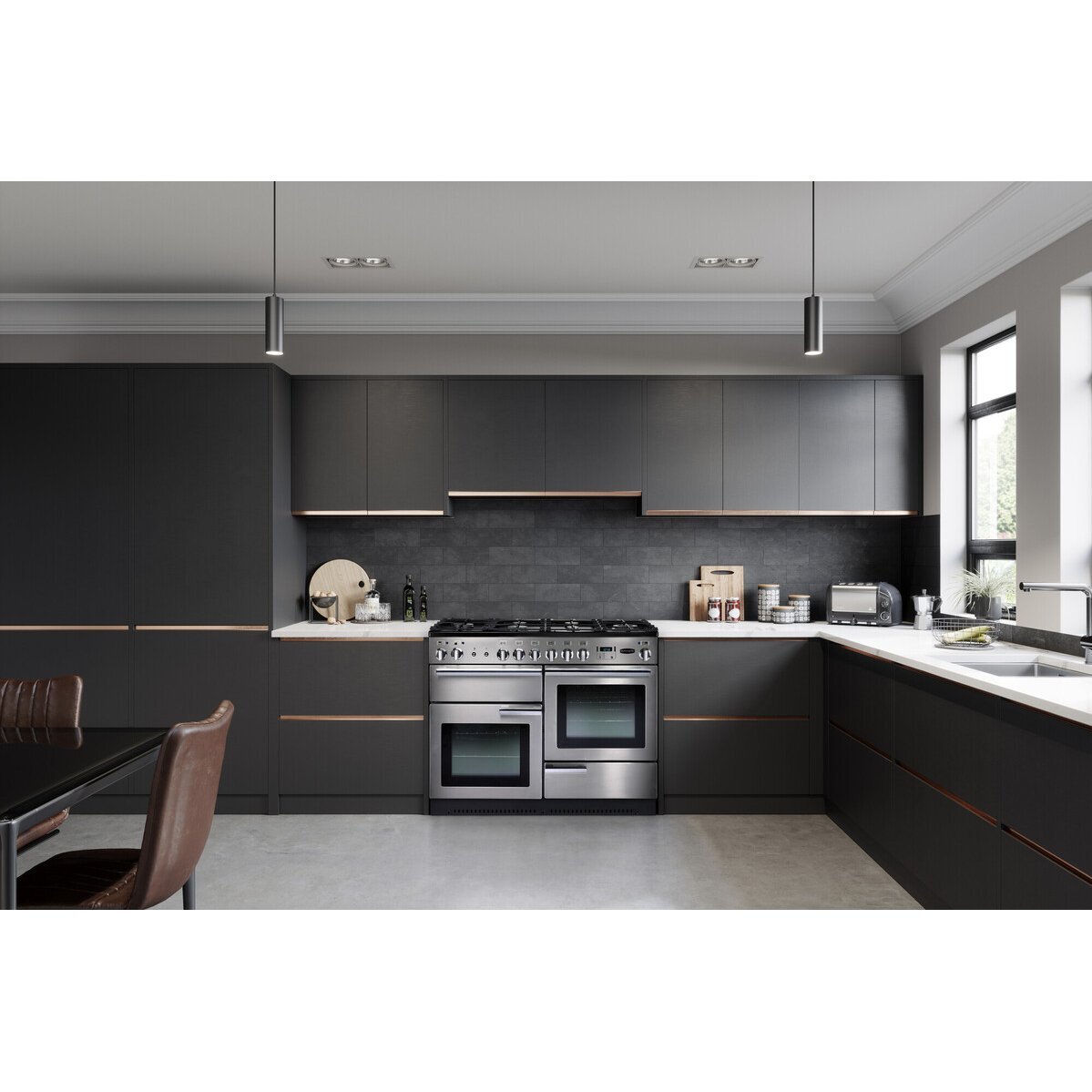 Rangemaster PROP110NGFCY/C 110cm Gas Range Cooker Professional Plus Cranberry / Chrome, A Rated