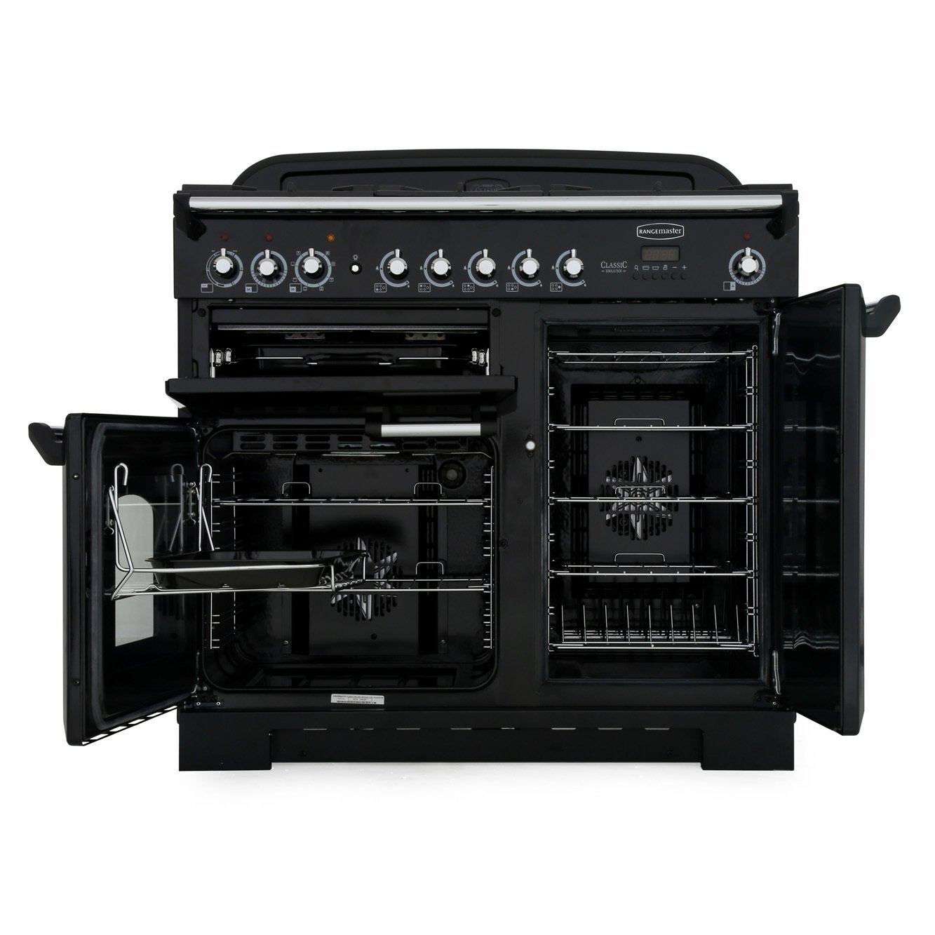 Rangemaster CDL100DFFCR/C 100cm Dual Fuel Range Cooker Classic Deluxe Cream / Chrome, A Rated