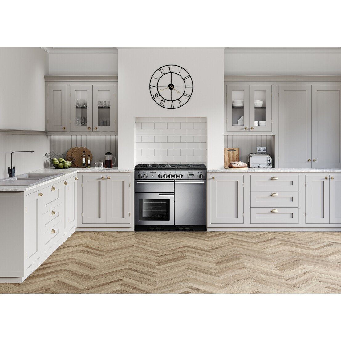 Rangemaster PROP100DFFSS/C 100cm Dual Fuel Range Cooker Professional Plus Stainless Steel / Chrome, A Rated