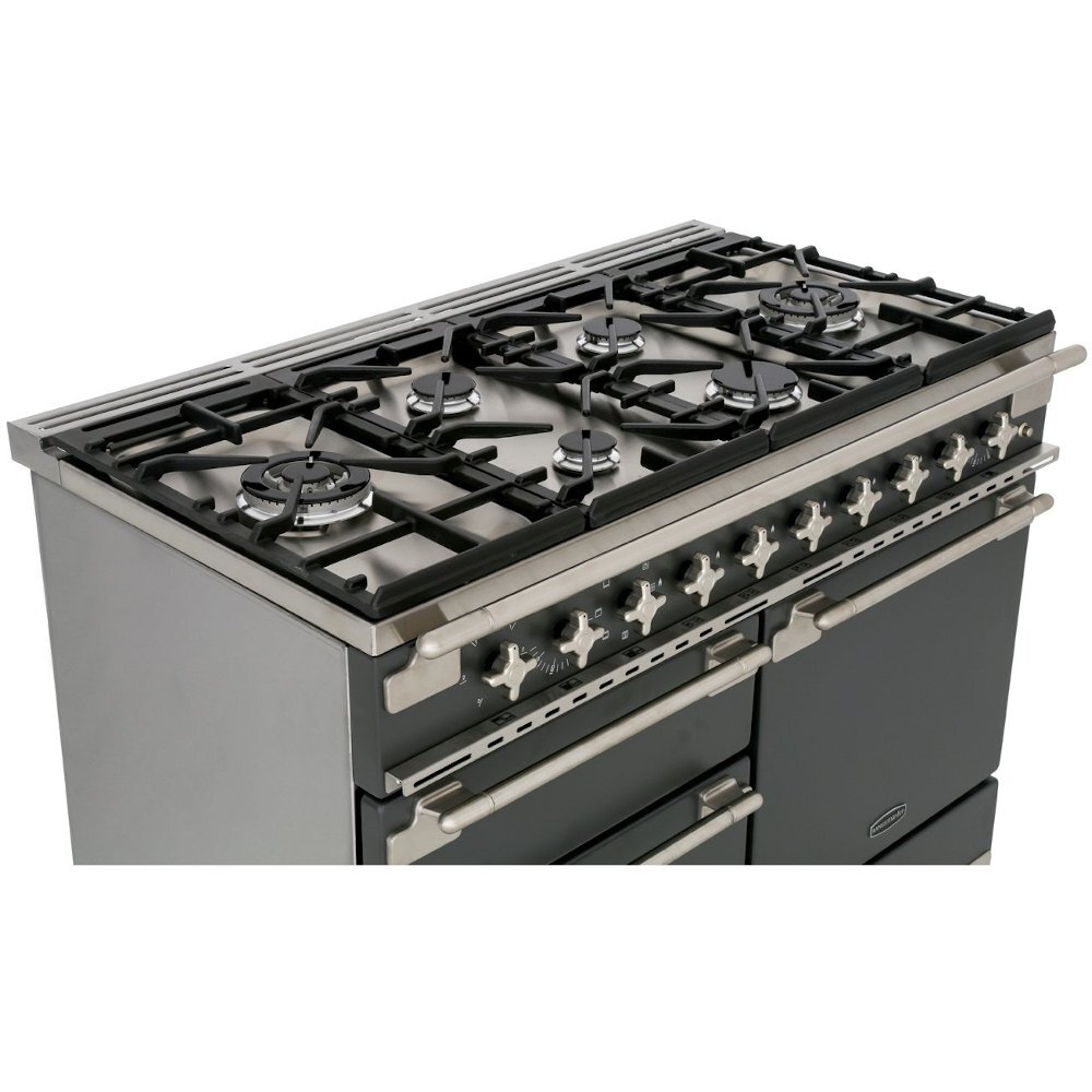 Rangemaster ELS110DFFWH 110cm Dual Fuel Range Cooker Elise White / Brushed Nickel, A Rated