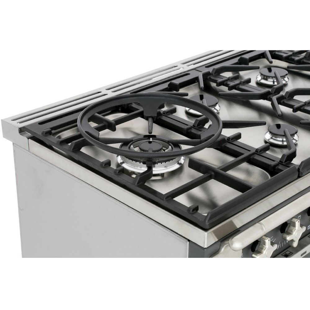 Rangemaster ELS110DFFWH 110cm Dual Fuel Range Cooker Elise White / Brushed Nickel, A Rated