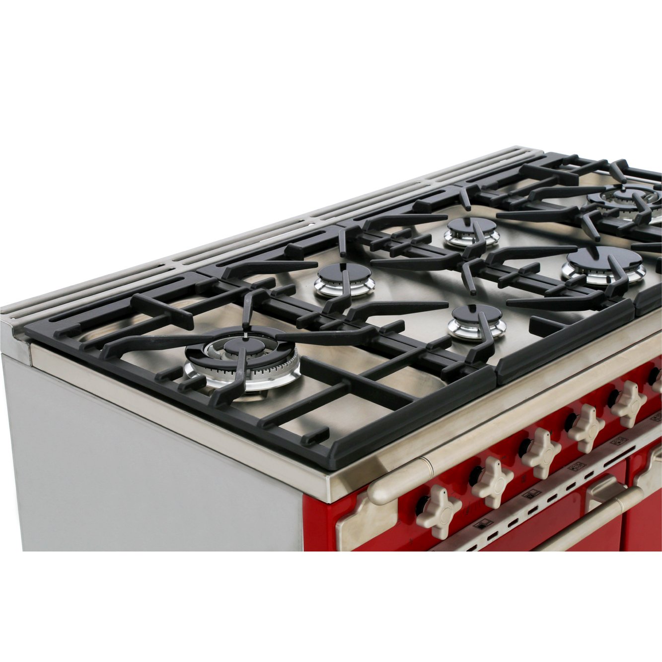 Rangemaster ELS110DFFRD 110cm Dual Fuel Range Cooker Elise Cherry Red / Brushed Nickel, A Rated