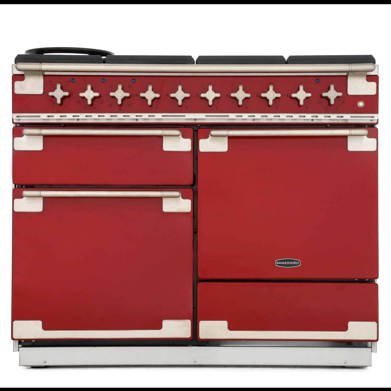 Rangemaster ELS110DFFRD 110cm Dual Fuel Range Cooker Elise Cherry Red / Brushed Nickel, A Rated