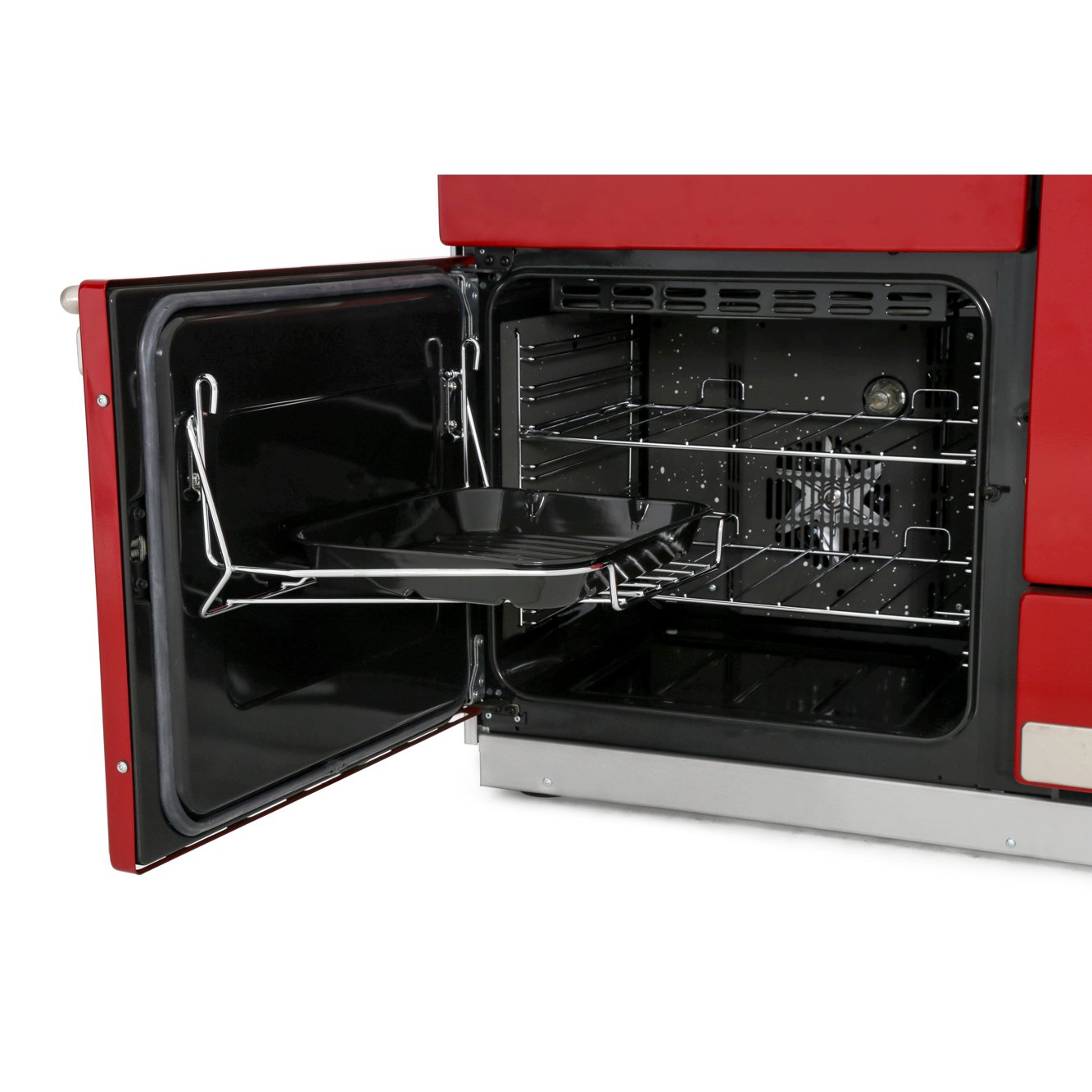 Rangemaster ELS110DFFRD 110cm Dual Fuel Range Cooker Elise Cherry Red / Brushed Nickel, A Rated