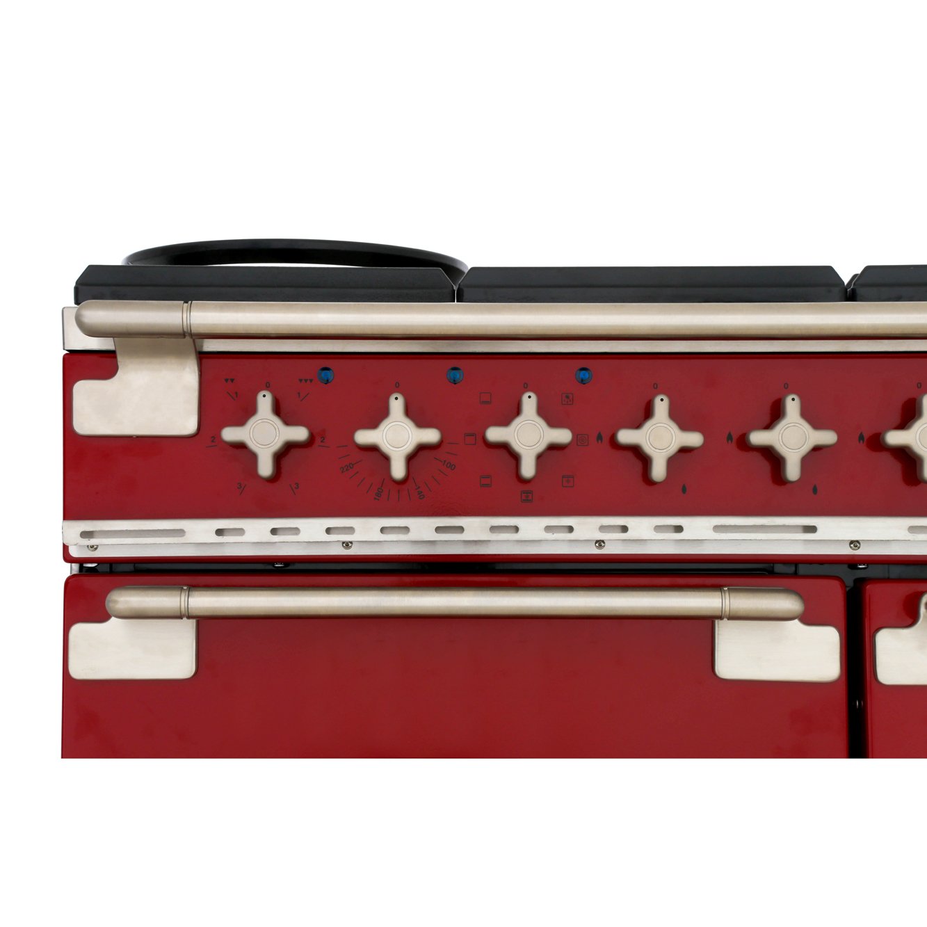 Rangemaster ELS110DFFRD 110cm Dual Fuel Range Cooker Elise Cherry Red / Brushed Nickel, A Rated