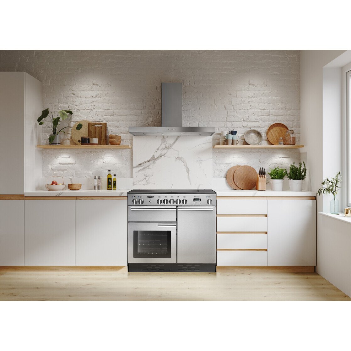 Rangemaster PROP100EICY/C 100cm Induction Range Cooker Professional Plus Cranberry / Chrome, A Rated