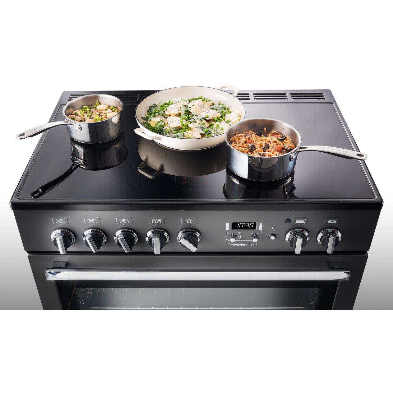 Rangemaster PROP90FXEIGB/C 90cm Induction Range Cooker Professional Plus FX Black / Chrome, A Rated