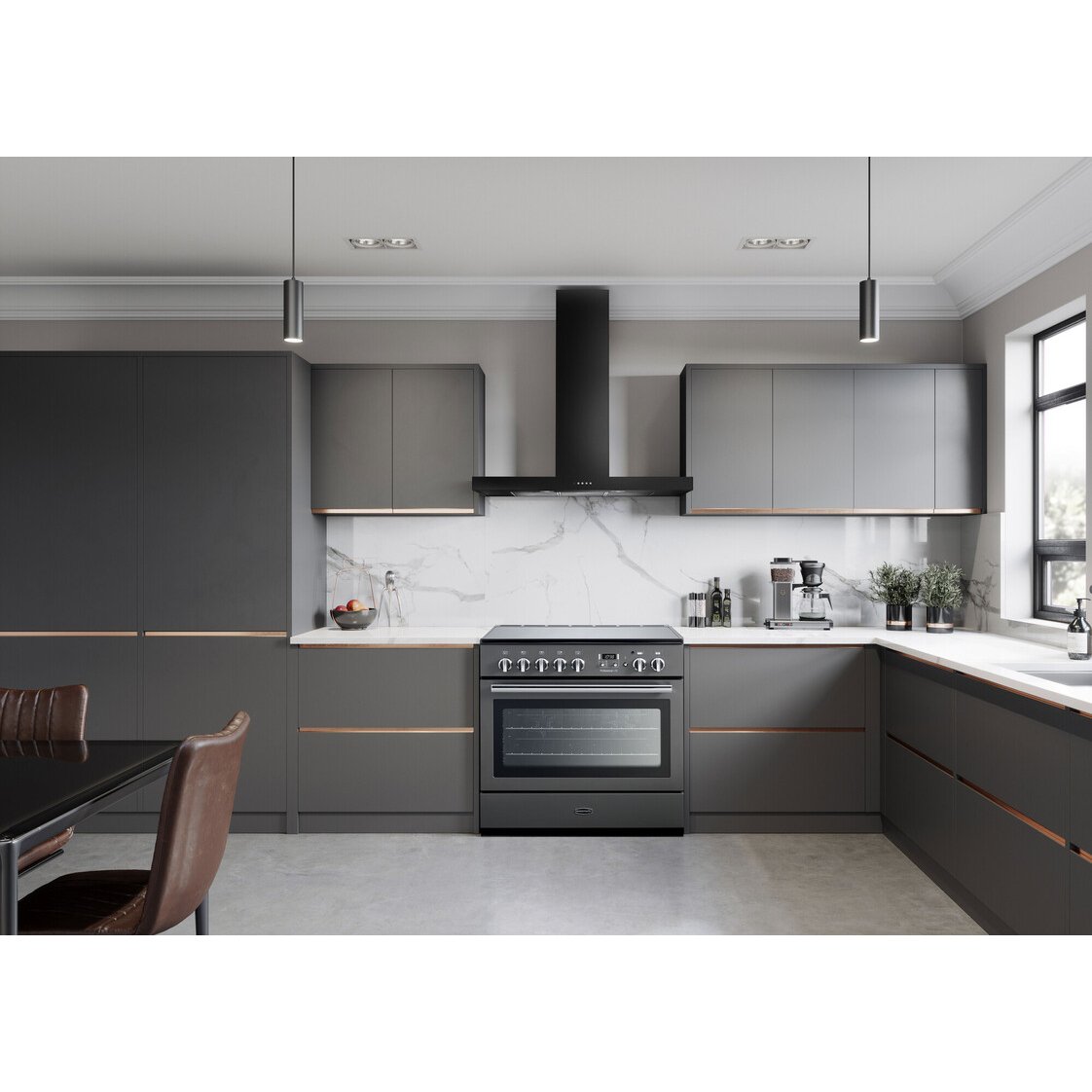 Rangemaster PROP90FXEIGB/C 90cm Induction Range Cooker Professional Plus FX Black / Chrome, A Rated