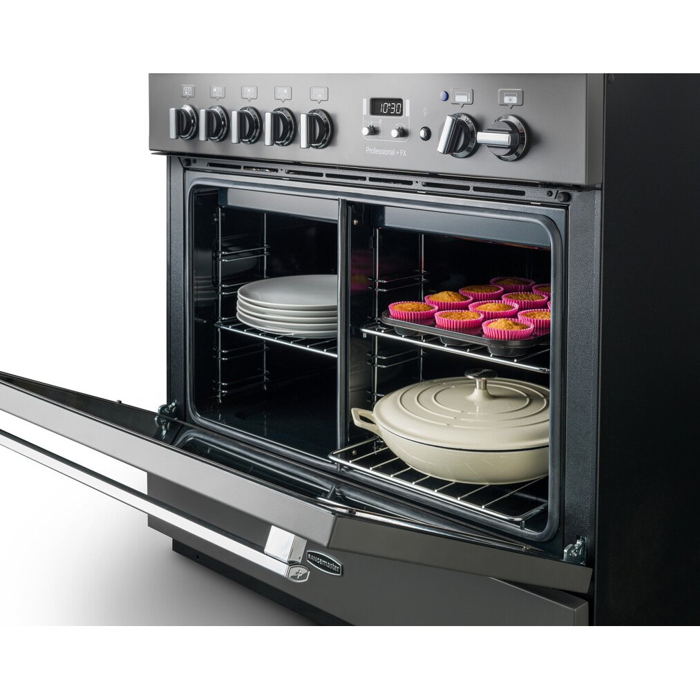 Rangemaster PROP90FXEICY/C 90cm Induction Range Cooker Professional Plus FX Cranberry / Chrome, A Rated