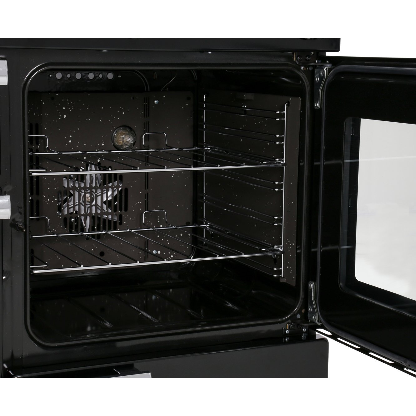 Rangemaster PDL110DFFGB/C 110cm Dual Fuel Range Cooker Professional Deluxe Black / Chrome, A Rated