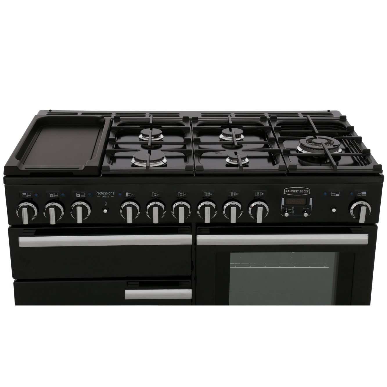 Rangemaster PDL110DFFCY/C 110cm Dual Fuel Range Cooker Professional Deluxe Cranberry / Chrome, A Rated