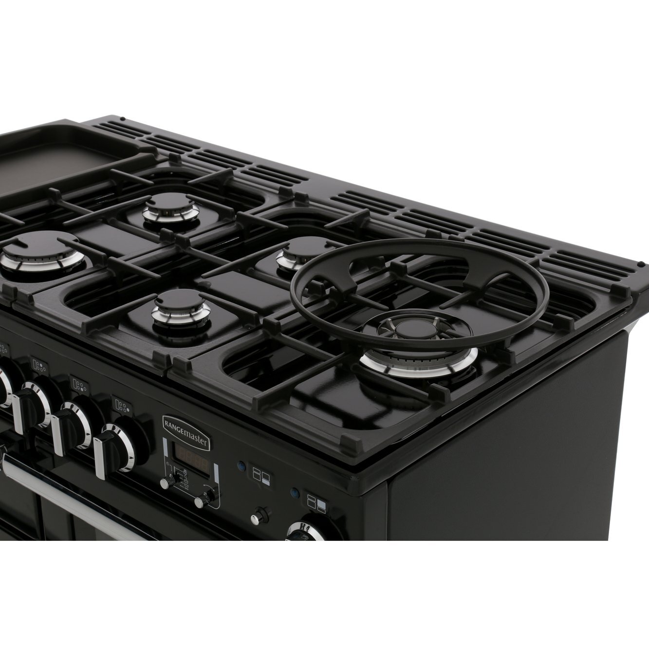 Rangemaster PDL110DFFCY/C 110cm Dual Fuel Range Cooker Professional Deluxe Cranberry / Chrome, A Rated