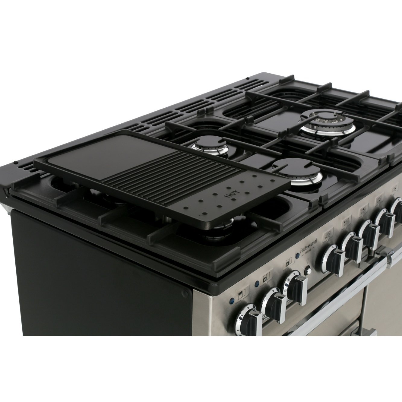 Rangemaster PDL100DFFSS/C 100cm Dual Fuel Range Cooker Professional Deluxe Stainless Steel / Chrome, A Rated