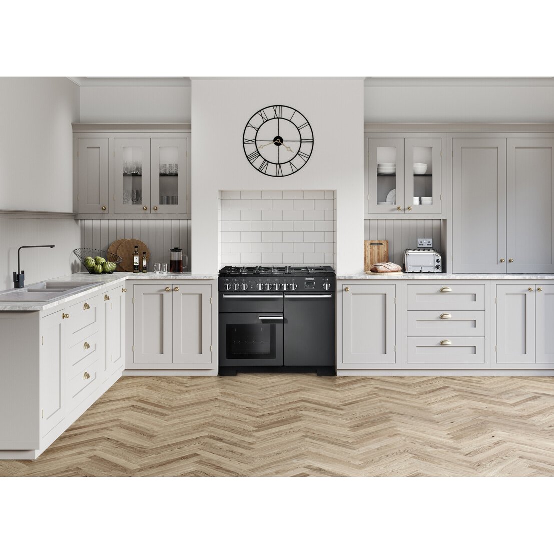 Rangemaster PDL100DFFGB/C 100cm Dual Fuel Range Cooker Professional Deluxe Black / Chrome, A Rated