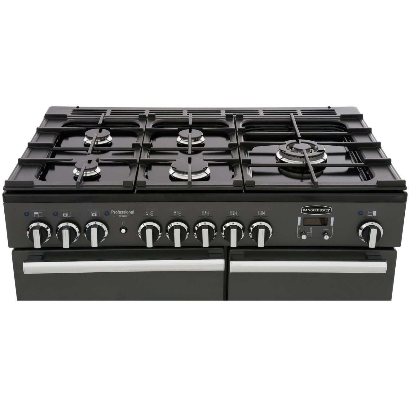 Rangemaster PDL100DFFGB/C 100cm Dual Fuel Range Cooker Professional Deluxe Black / Chrome, A Rated