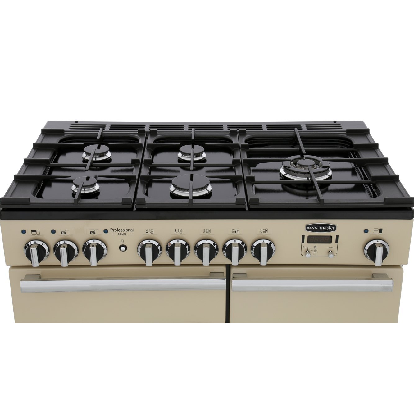 Rangemaster PDL100DFFCR/C 100cm Dual Fuel Range Cooker Professional Deluxe Cream / Chrome, A Rated