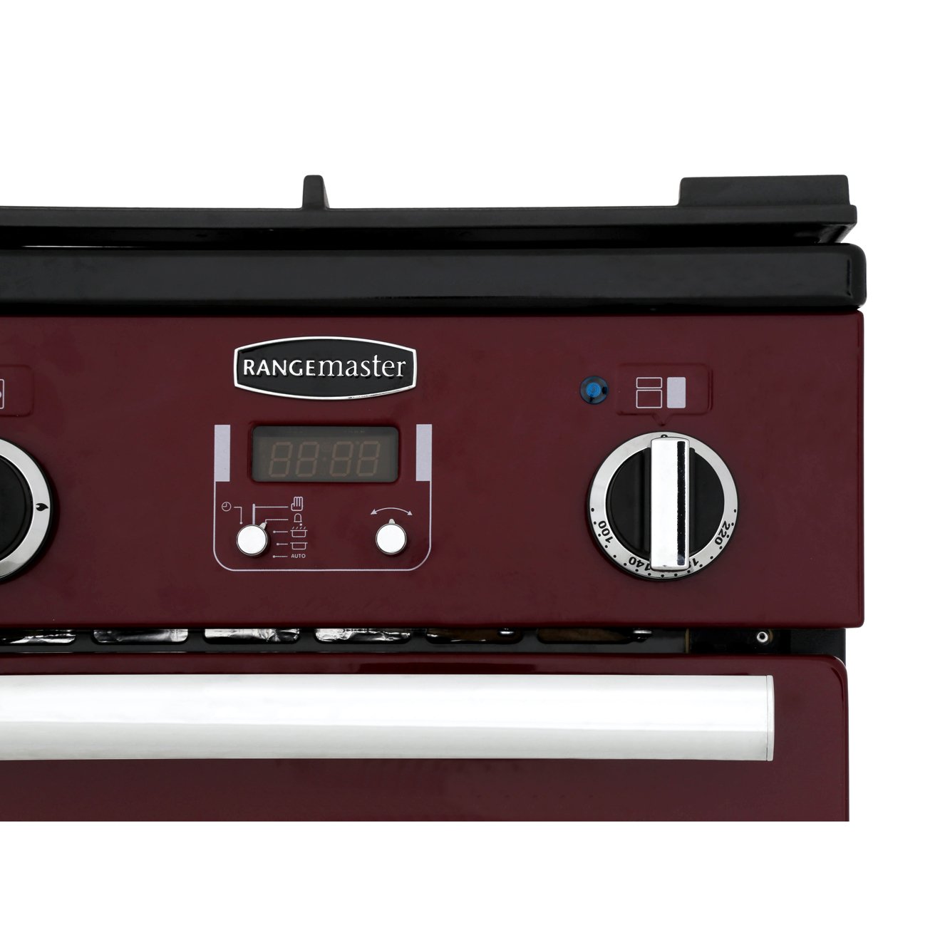 Rangemaster PDL100DFFCY/C 100cm Dual Fuel Range Cooker Professional Deluxe Cranberry / Chrome, A Rated