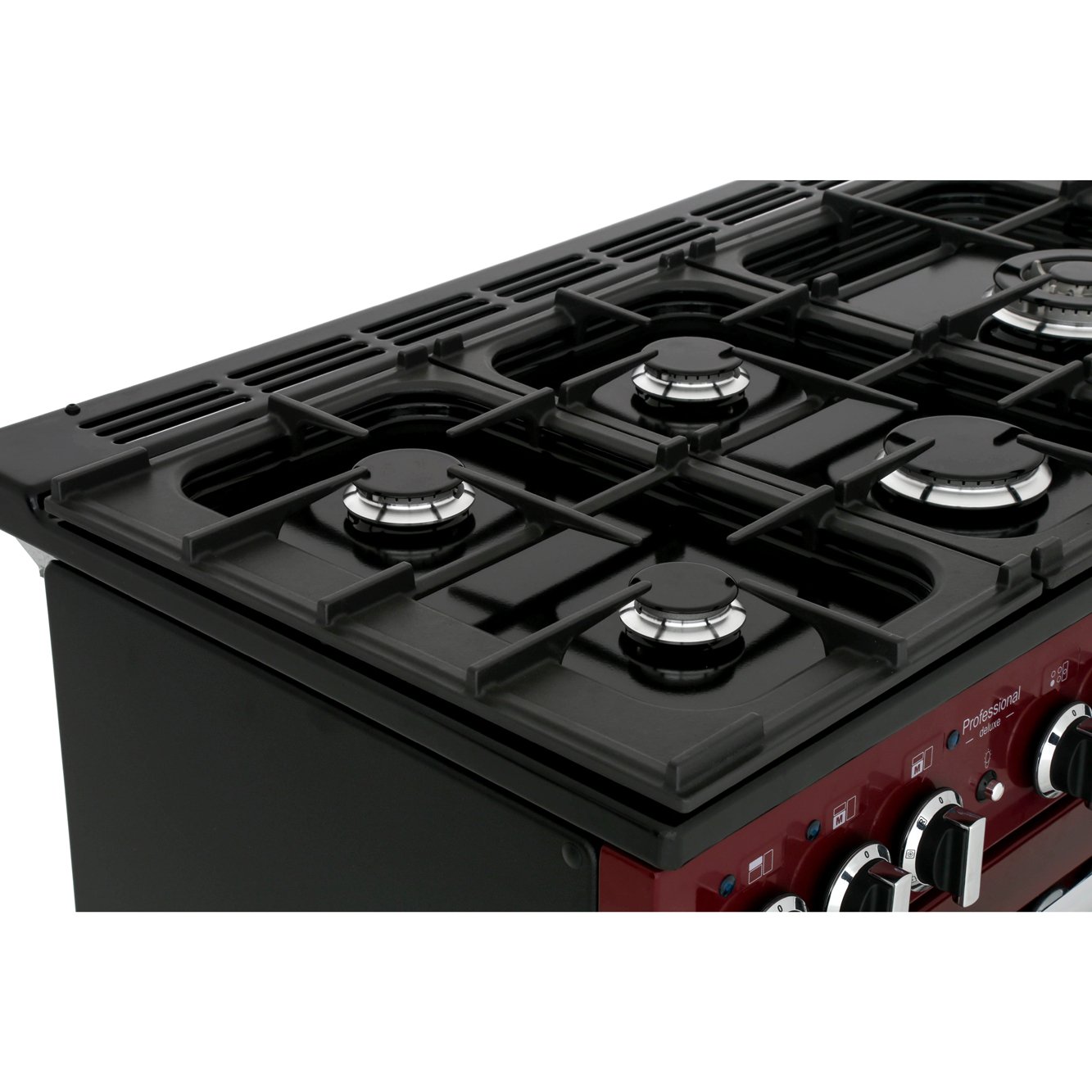 Rangemaster PDL100DFFCY/C 100cm Dual Fuel Range Cooker Professional Deluxe Cranberry / Chrome, A Rated