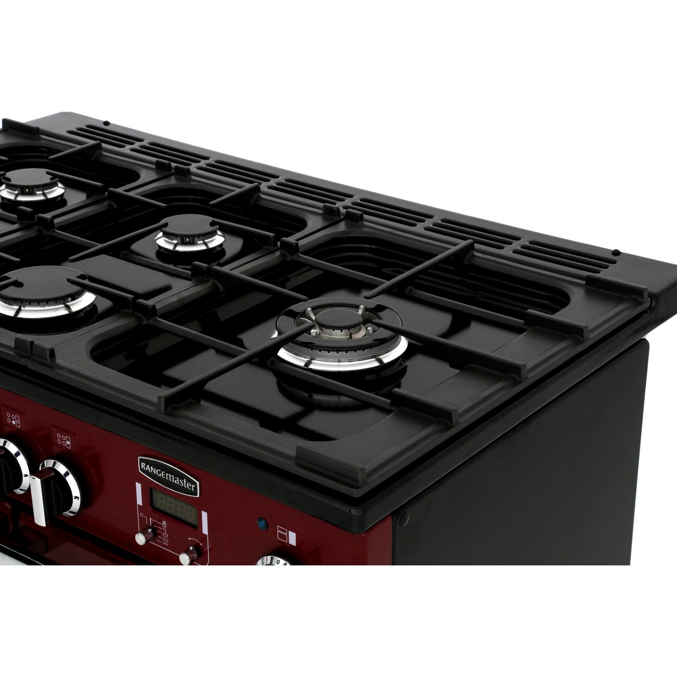Rangemaster PDL100DFFCY/C 100cm Dual Fuel Range Cooker Professional Deluxe Cranberry / Chrome, A Rated