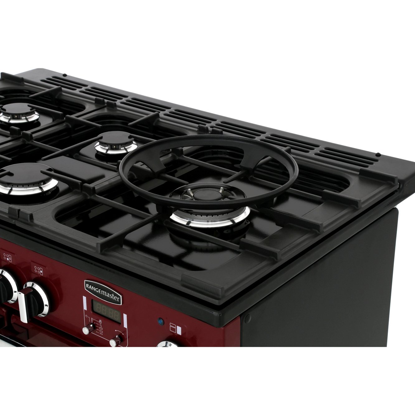 Rangemaster PDL100DFFCY/C 100cm Dual Fuel Range Cooker Professional Deluxe Cranberry / Chrome, A Rated