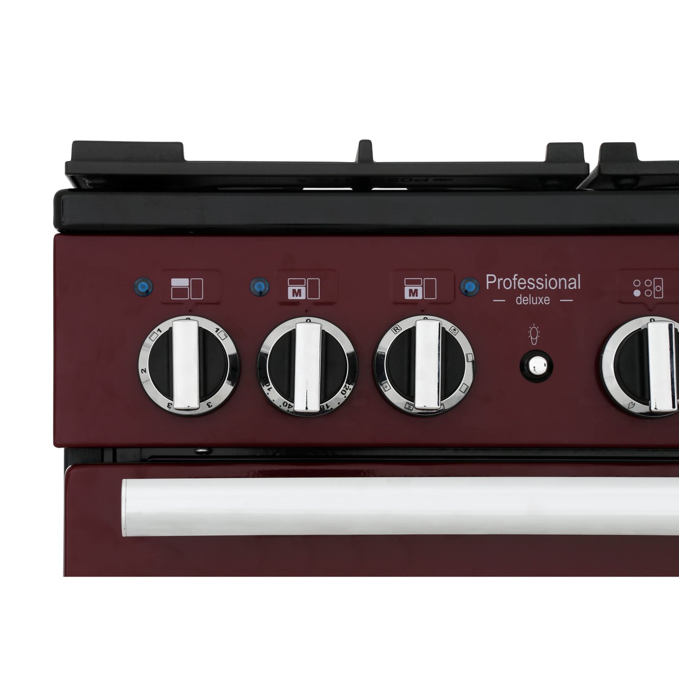 Rangemaster PDL100DFFCY/C 100cm Dual Fuel Range Cooker Professional Deluxe Cranberry / Chrome, A Rated