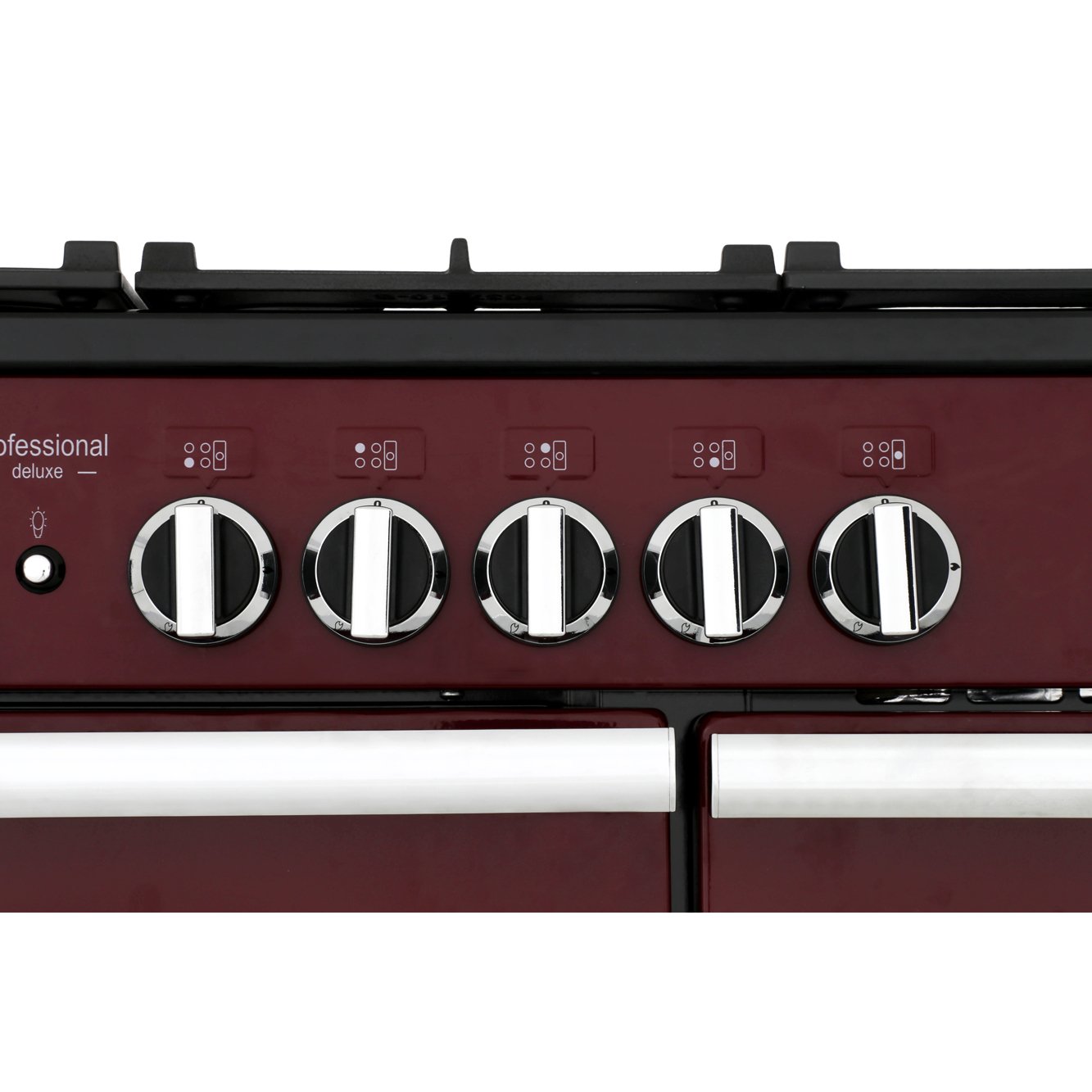 Rangemaster PDL100DFFCY/C 100cm Dual Fuel Range Cooker Professional Deluxe Cranberry / Chrome, A Rated