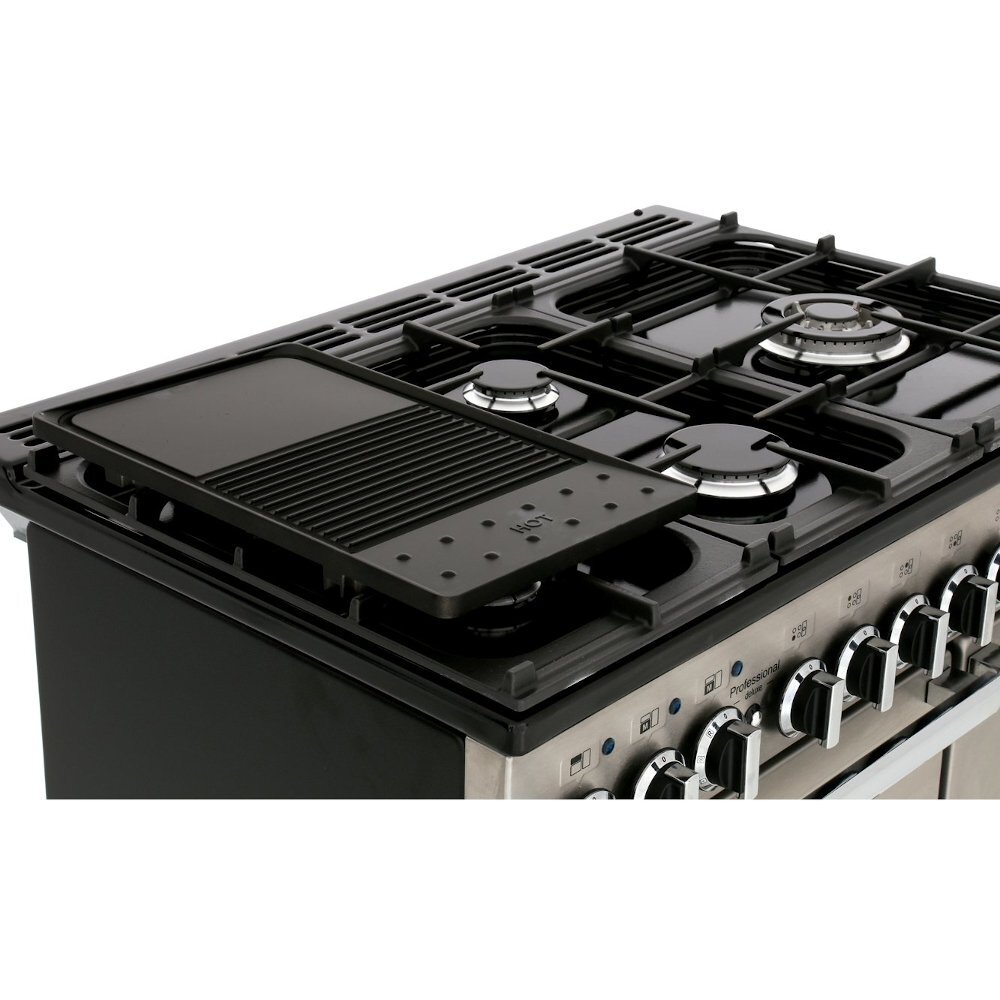 Rangemaster PDL90DFFCR/C 90cm Dual Fuel Range Cooker Professional Deluxe Cream / Chrome, A Rated