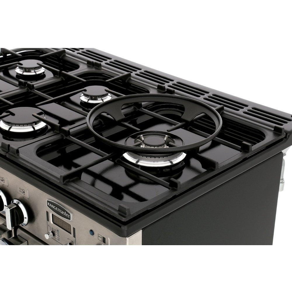 Rangemaster PDL90DFFCY/C 90cm Dual Fuel Range Cooker Professional Deluxe Cranberry / Chrome, A Rated